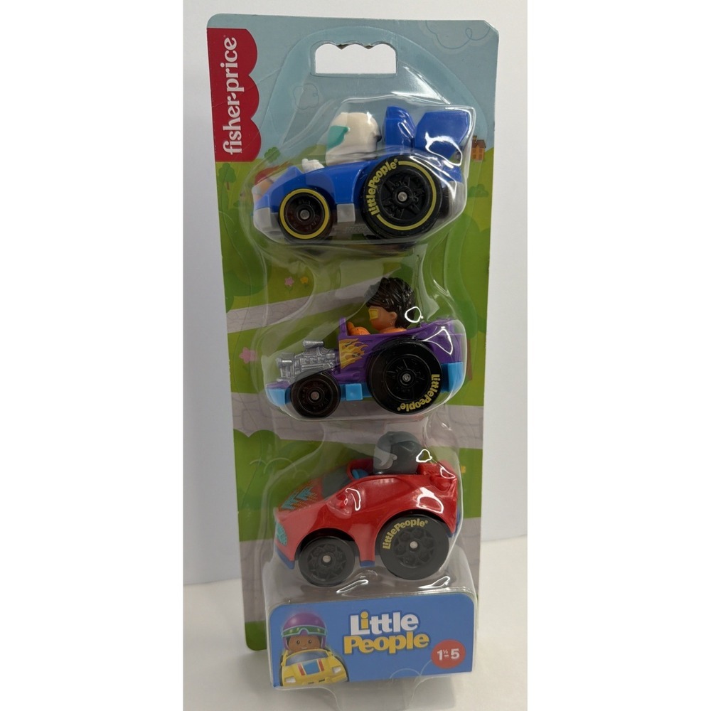 Fisher Price Little People Three Wheelie Vehicles Race Car Set - Brand New